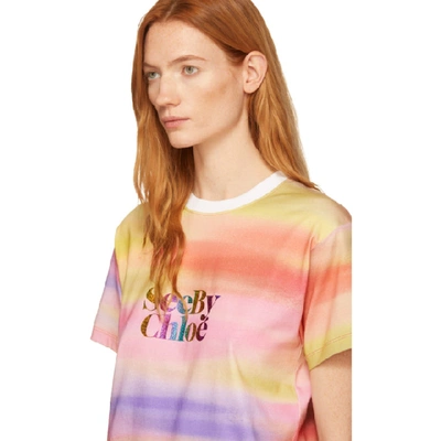Shop See By Chloé See By Chloe Multicolor Rainbow Logo T-shirt In 9ca Multico