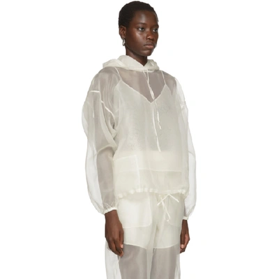 Shop Arch The Off-white Sheer Silk Hoodie In Ivory