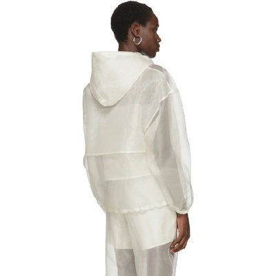 Shop Arch The Off-white Sheer Silk Hoodie In Ivory