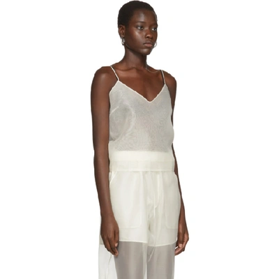 Shop Arch The Off-white Silk V-neck Tank Top In Ivory