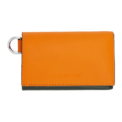 Shop Burberry Green And Orange Finn Wallet In Orange/gree