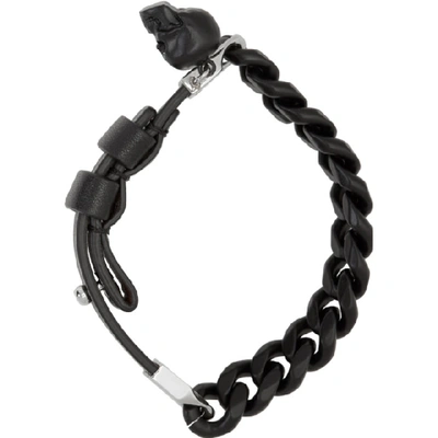 Shop Alexander Mcqueen Black And Silver Chain Skull Bracelet In 1000 Black