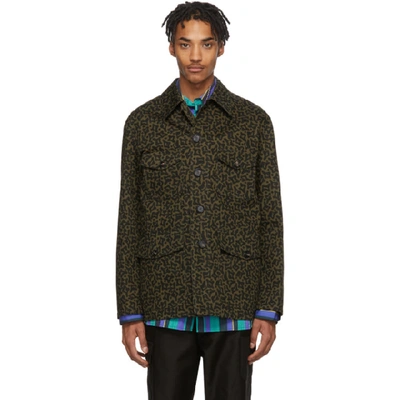 Shop Marni Black And Green Camo Cells Work Jacket In Cav69 Green