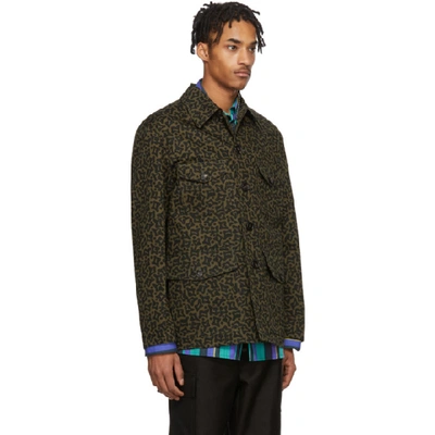 Shop Marni Black And Green Camo Cells Work Jacket In Cav69 Green