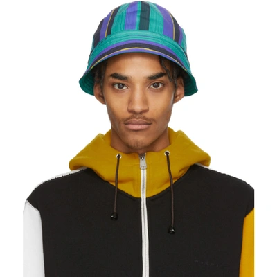 Shop Marni Multicolor Striped Poplin Bucket Hat In Stc80 Multi