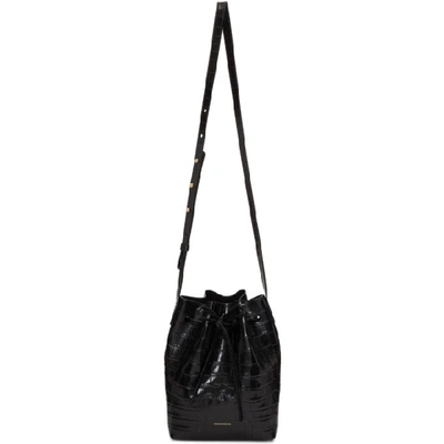 Shop Mansur Gavriel Black Croc Mini Bucket Bag