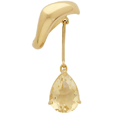 Shop Alan Crocetti Ssense Exclusive Gold And Yellow Citrine Single Right Drop Ear Cuff