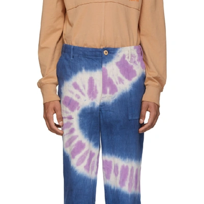 Shop The Elder Statesman Navy And Purple Tie-dye Jeans In Nvy Magenta