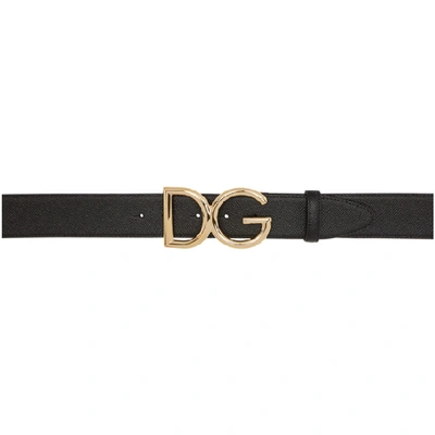 Shop Dolce & Gabbana Black Dauphine Logo Belt In 80999 Black