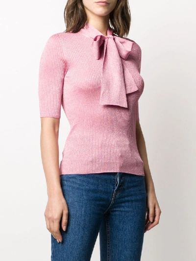 Shop Dolce & Gabbana Pussy Bow Detail Knitted Top In Pink
