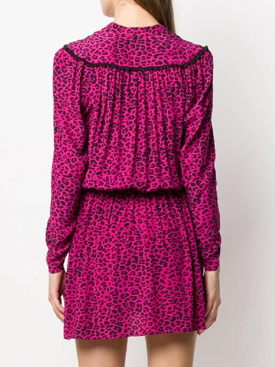 Shop Zadig & Voltaire Reveal Leopard Print Shirt Dress In Pink
