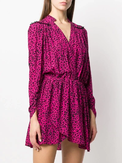 Shop Zadig & Voltaire Reveal Leopard Print Shirt Dress In Pink