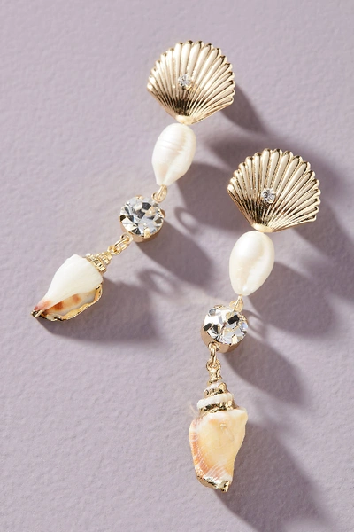Shop Dannijo Marin Pearl Drop Earrings In Gold
