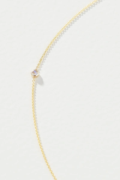 Shop Maya Brenner 14k Yellow Gold Asymmetrical Birthstone Necklace In Beige