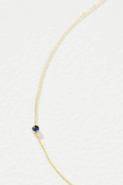 Shop Maya Brenner 14k Yellow Gold Asymmetrical Birthstone Necklace In Blue