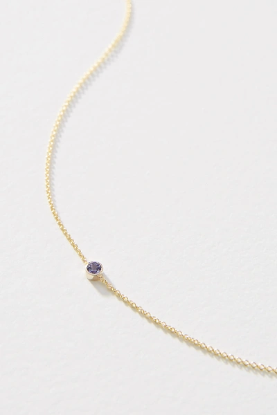 Shop Maya Brenner 14k Yellow Gold Asymmetrical Birthstone Necklace In Blue