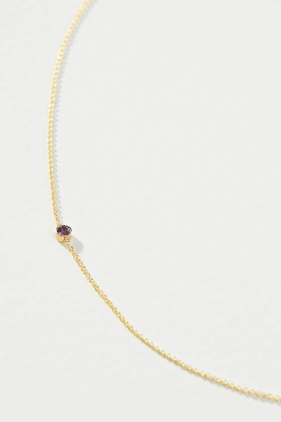 Shop Maya Brenner 14k Yellow Gold Asymmetrical Birthstone Necklace In Purple