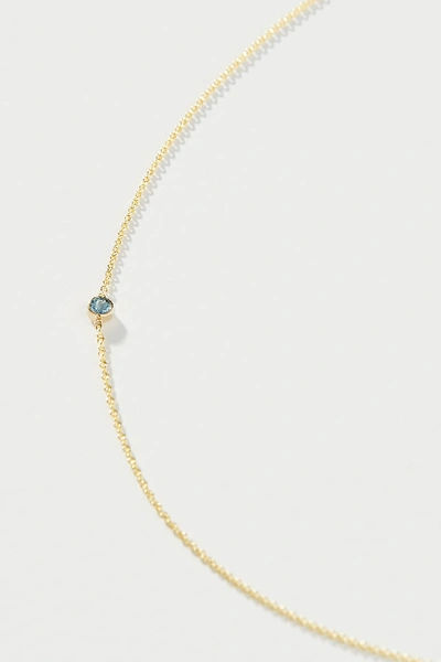 Shop Maya Brenner 14k Yellow Gold Asymmetrical Birthstone Necklace In Blue