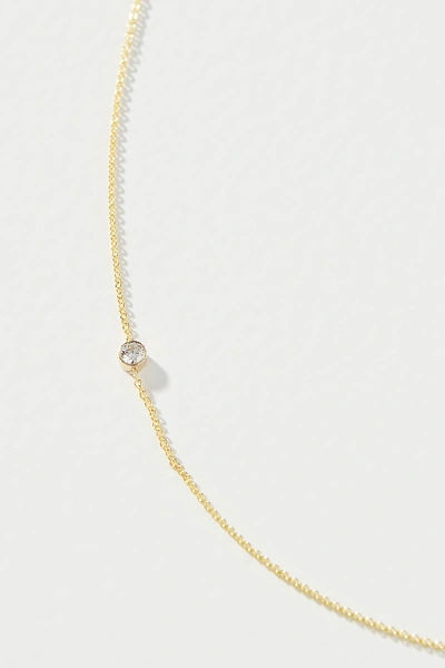 Shop Maya Brenner 14k Yellow Gold Asymmetrical Birthstone Necklace In Clear