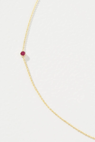 Shop Maya Brenner 14k Yellow Gold Asymmetrical Birthstone Necklace In Red