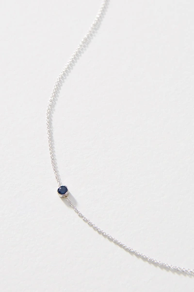 Maya Brenner 14k White Gold Asymmetrical Birthstone Necklace In Blue