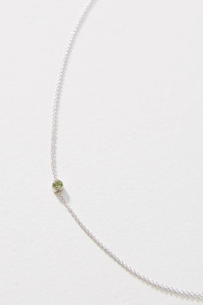 Maya Brenner 14k White Gold Asymmetrical Birthstone Necklace In Green