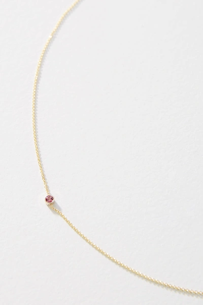 Shop Maya Brenner 14k Yellow Gold Asymmetrical Birthstone Necklace In Pink