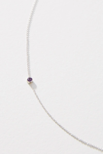 Maya Brenner 14k White Gold Asymmetrical Birthstone Necklace In Purple
