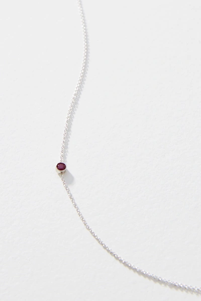 Maya Brenner 14k White Gold Asymmetrical Birthstone Necklace In Red