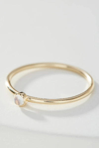 Shop Maya Brenner 14k Yellow Gold Birthstone Ring In Beige