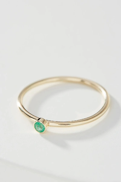 Shop Maya Brenner 14k Yellow Gold Birthstone Ring In Green