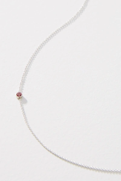 Maya Brenner 14k White Gold Asymmetrical Birthstone Necklace In Pink