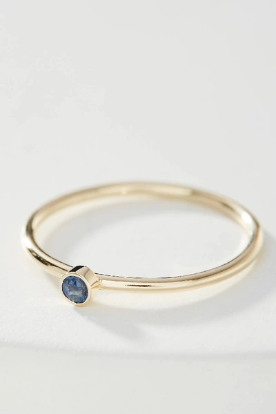 Shop Maya Brenner 14k Yellow Gold Birthstone Ring In Blue