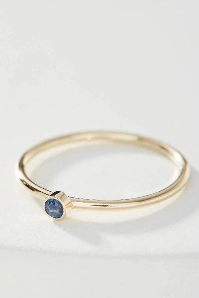 Maya Brenner 14k Yellow Gold Birthstone Ring In Blue