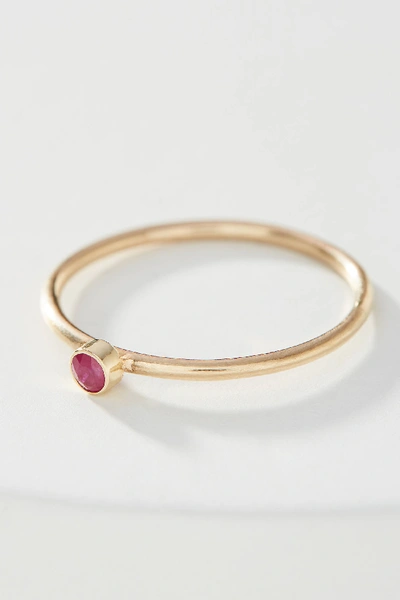 Maya Brenner 14k Yellow Gold Birthstone Ring In Red
