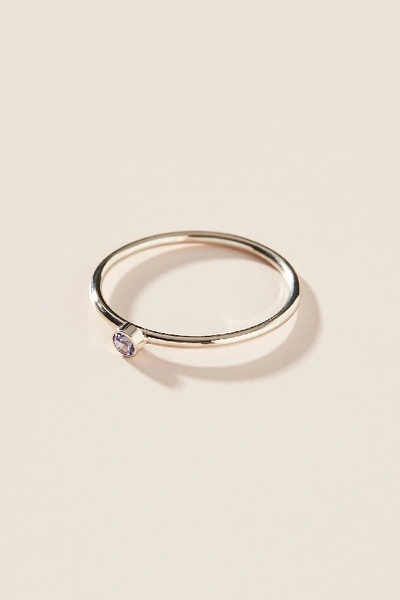 Shop Maya Brenner 14k White Gold Birthstone Ring In Blue