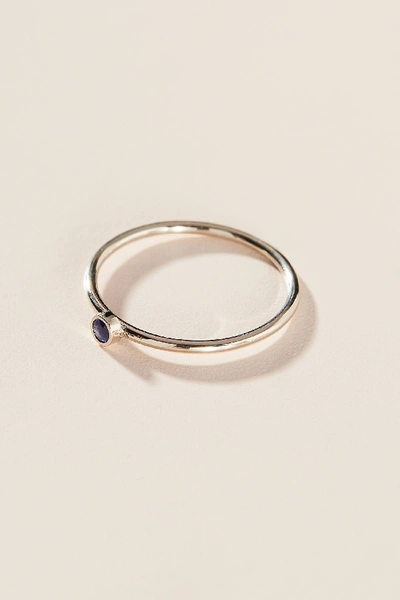 Shop Maya Brenner 14k White Gold Birthstone Ring In Blue