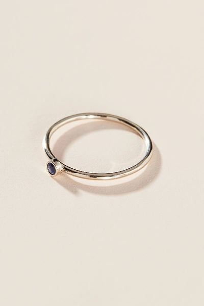 Maya Brenner 14k White Gold Birthstone Ring In Blue