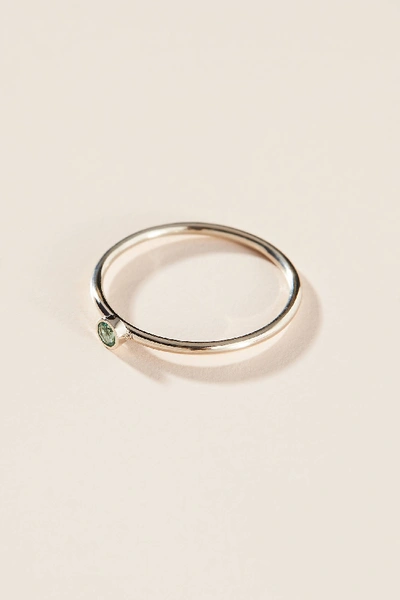 Shop Maya Brenner 14k White Gold Birthstone Ring In Green