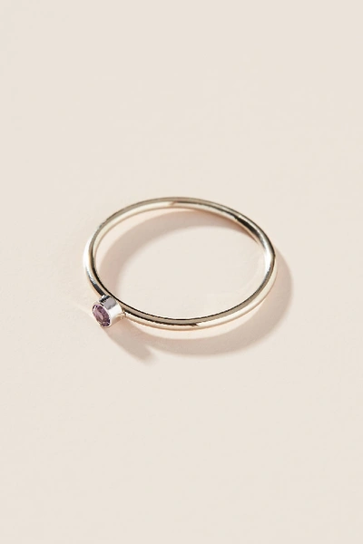 Shop Maya Brenner 14k White Gold Birthstone Ring In Purple