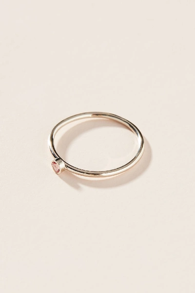 Shop Maya Brenner 14k White Gold Birthstone Ring In Pink