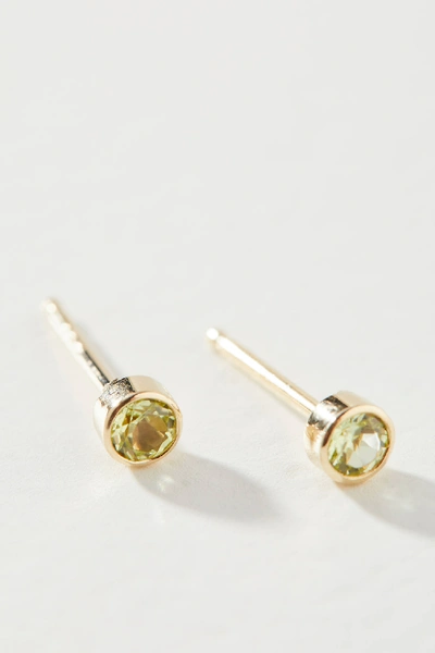 Shop Maya Brenner 14k Yellow Gold Birthstone Post Earrings In Green