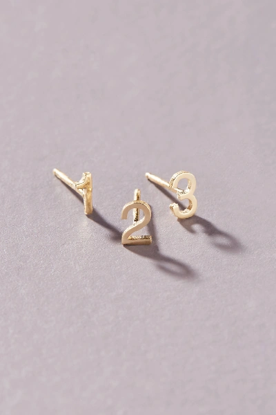 Shop Maya Brenner 14k Yellow Gold Numeral Post Earring In Grey