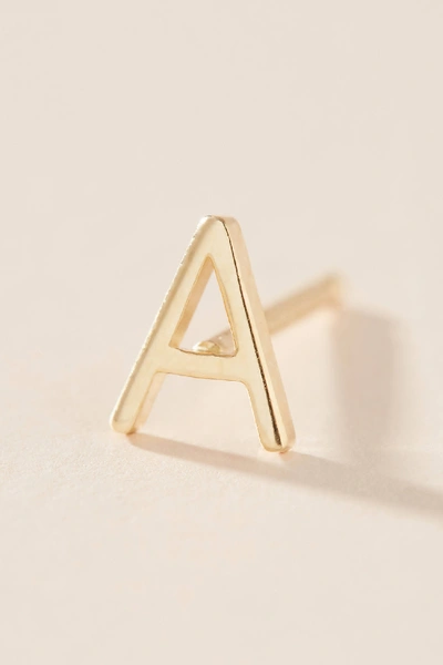 Shop Maya Brenner 14k Yellow Gold Monogram Post Earring In Alphabet