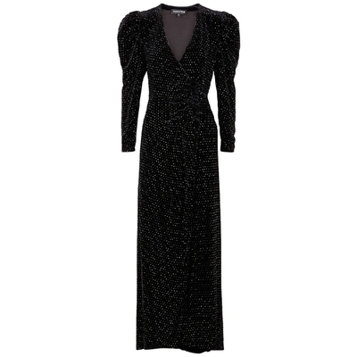 Shop Retroféte Agnes Crystal-embellished Velvet Gown In Black