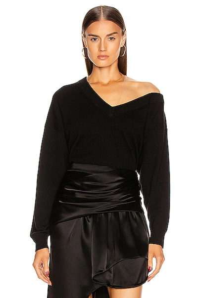 Shop Alexander Wang Asymmetric Off Shoulder Sweater In Black