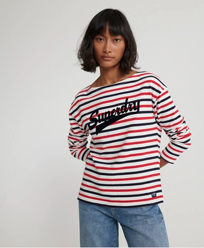 Shop Superdry Jaden Stripe Long Sleeved Top In Red