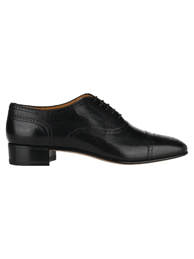 Shop Gucci Leather Lace-up With Brogue Detail In Black