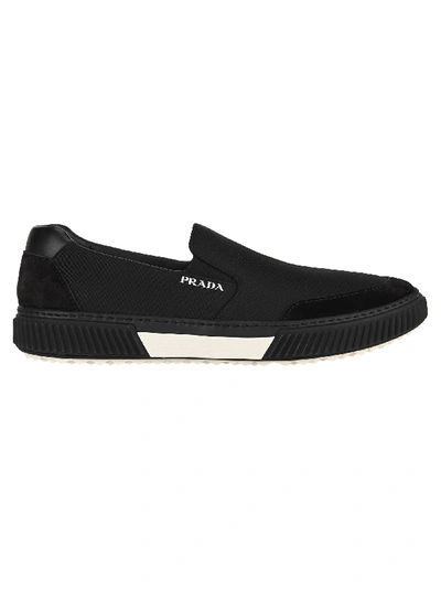 Shop Prada Slip-on Sneakers In Black White