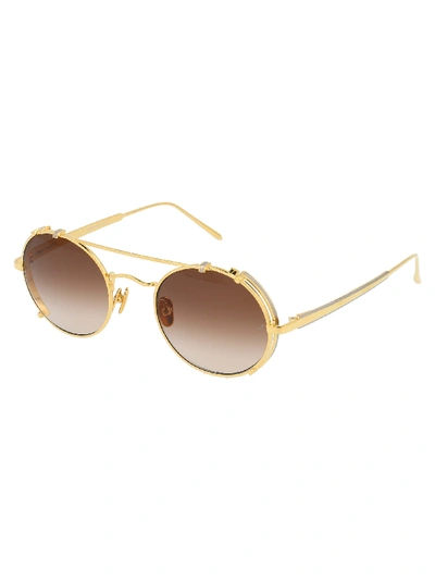 Shop Linda Farrow Sunglasses In Yellow Gold White Gold Mocha Grad